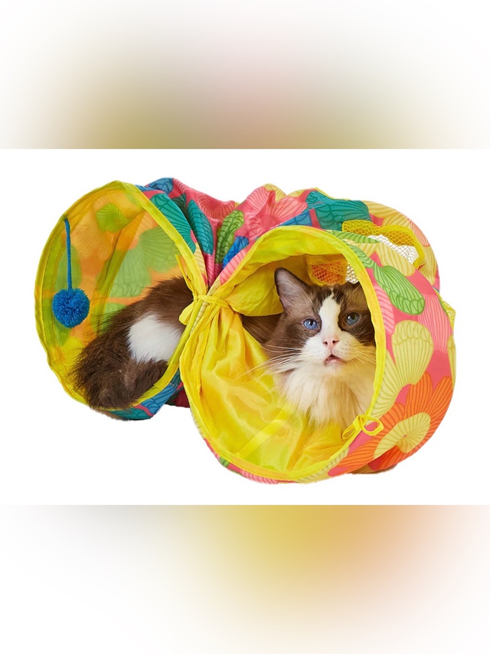 Floral pop up cat tunnel w/ attached toy NEW
